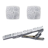 French Enamel Cufflinks Silvery Tie Clip Suit Accessories