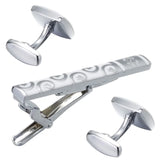 French Enamel Cufflinks Silvery Tie Clip Suit Accessories