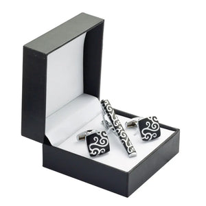 Silver Cloud Cufflinks Tie Clip Wedding Set Men