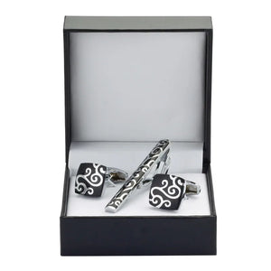 Silver Cloud Cufflinks Tie Clip Wedding Set Men