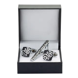 Silver Cloud Cufflinks Tie Clip Wedding Set Men