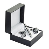 Silver Cloud Cufflinks Tie Clip Wedding Set Men
