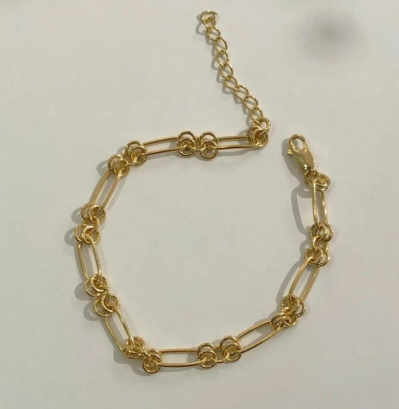French O Shape Chain & Link 925 Sterling Silver Bracelet