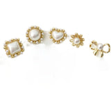French Style S925 Silver Pearl Earrings, Hypoallergenic Square Earrings