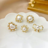 French Style S925 Silver Pearl Earrings, Hypoallergenic Square Earrings