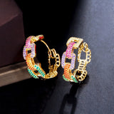 French Temperament Rainbow Circle Gradient Chain Ear Ring