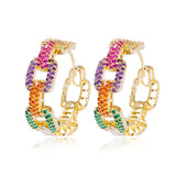 French Temperament Rainbow Circle Gradient Chain Ear Ring