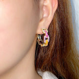French Temperament Rainbow Circle Gradient Chain Ear Ring