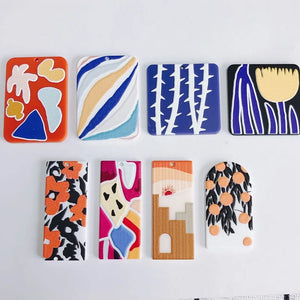 Acrylic Embossed Printing Earrings Charms 30pcs
