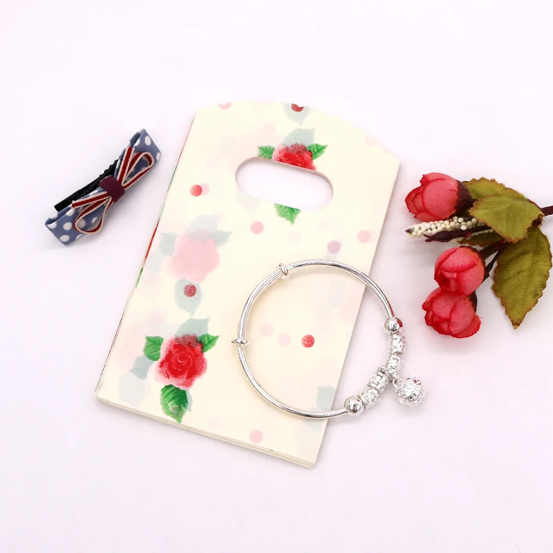 Flower Printed Plastic Jewelry Bag 9x15