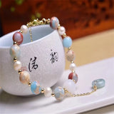 Natural Shoushan Stone Pearl Bead Bracelet for Women
