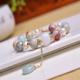 Natural Shoushan Stone Pearl Bead Bracelet for Women