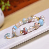 Natural Shoushan Stone Pearl Bead Bracelet for Women
