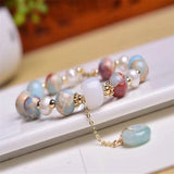 Natural Shoushan Stone Pearl Bead Bracelet for Women
