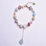 Natural Shoushan Stone Pearl Bead Bracelet for Women