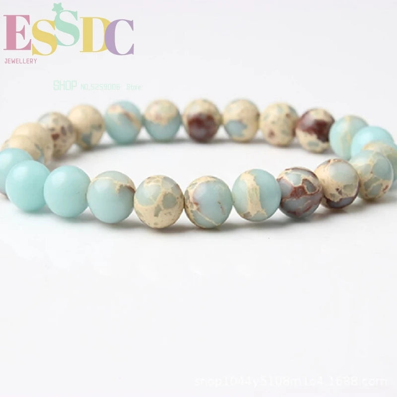 Natural Shoushan Stone Round Agalmatolite Women Single Circle Bracelet