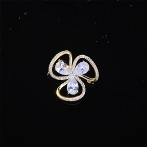 Lovely Flower Cubic Zirconia Brooches for Women Men Suit Dress Lapel Pins