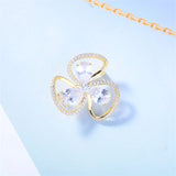 Lovely Flower Cubic Zirconia Brooches for Women Men Suit Dress Lapel Pins
