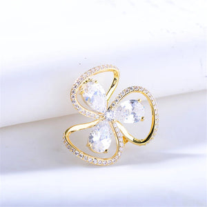 Lovely Flower Cubic Zirconia Brooches for Women Men Suit Dress Lapel Pins