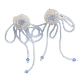 Crochet Glass Crystal Rhinestone Flower Charms for Jewelry Making