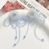 Crochet Glass Crystal Rhinestone Flower Charms for Jewelry Making