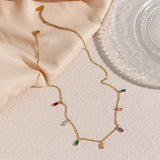 Colorful Zircon Pendant Necklace Stainless Steel Jewelry for Women
