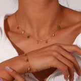 Colorful Zircon Pendant Necklace Stainless Steel Jewelry for Women