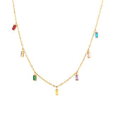 Colorful Zircon Pendant Necklace Stainless Steel Jewelry for Women