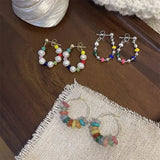 Colorful Beaded Tassel Earrings Water Pearl Earrings Women Ear Jewelry