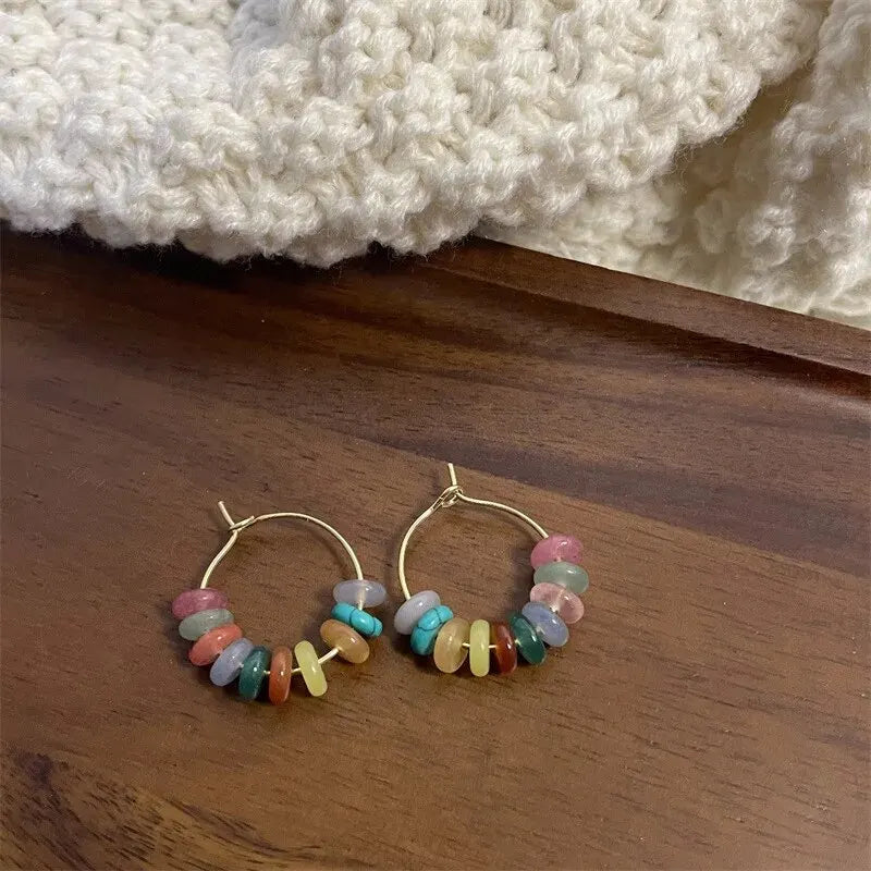 Colorful Beaded Tassel Earrings Water Pearl Earrings Women Ear Jewelry