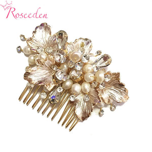 Freshwater Pearl Bridal Comb Crystal Rhinestone Hair Accessory