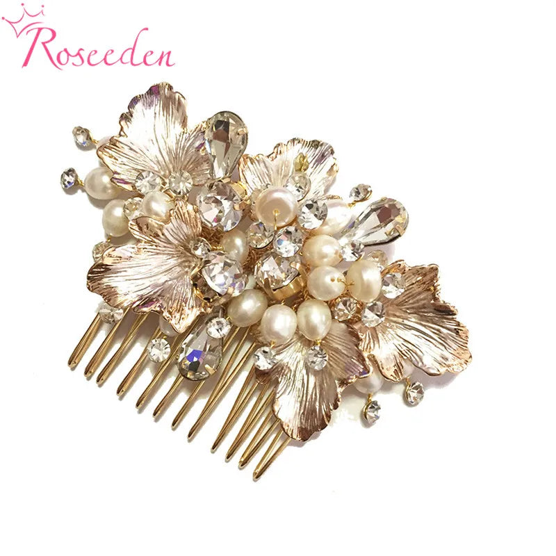 Freshwater Pearl Bridal Comb Crystal Rhinestone Hair Accessory