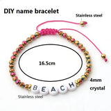 Fresh Water Pearl Clay Bohemian Rope Bracelet with Name Charm