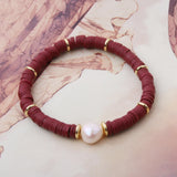 Fresh Water Pearl Clay Bohemian Rope Bracelet with Name Charm