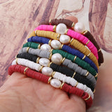 Fresh Water Pearl Clay Bohemian Rope Bracelet with Name Charm