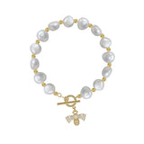 Fresh Water Pearl & Zircon Little Bee Bracelet for Women