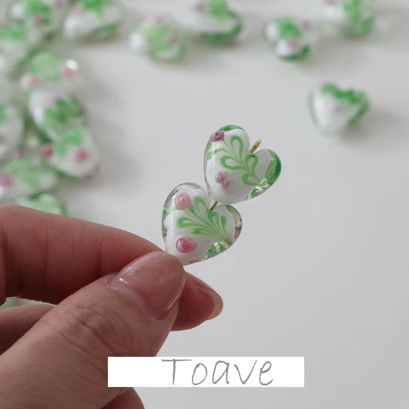 Transparent Love Glass Beads Straight Hole Diy Hand-beaded