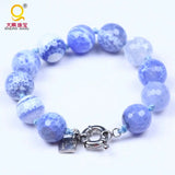 14mm Faceted Stone Bracelet with Bolt Clasp - Semi Precious Stone Jewelry