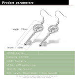 925 Sterling Silver Key Pendant Earrings for Women