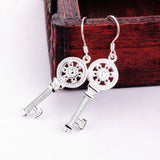 925 Sterling Silver Key Pendant Earrings for Women