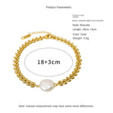 Freshwater Pearl Wheat Chain Bracelet Titanium Steel Female Temptation