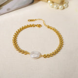 Freshwater Pearl Wheat Chain Bracelet Titanium Steel Female Temptation