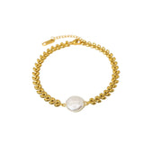 Freshwater Pearl Wheat Chain Bracelet Titanium Steel Female Temptation