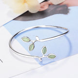 Green Opal Stone Leaf Clasp Bracelet 925 Silver Jewelry