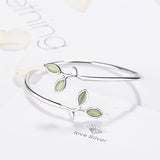 Green Opal Stone Leaf Clasp Bracelet 925 Silver Jewelry
