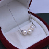 Freshwater 6-7mm Round Bead Pearl Pendant 925 Silver Necklace