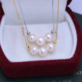 Freshwater 6-7mm Round Bead Pearl Pendant 925 Silver Necklace