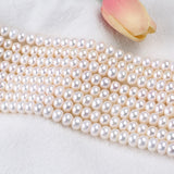 AAA/AAAA Freshwater Button Pearl Beads Strand 8-9mm/9-10mm