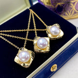 18K Filled Freshwater Aurora Pearl Pendant Necklace