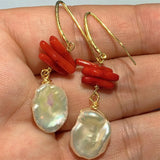 18k Freshwater Baroque Pearl Earring Dangle Drop